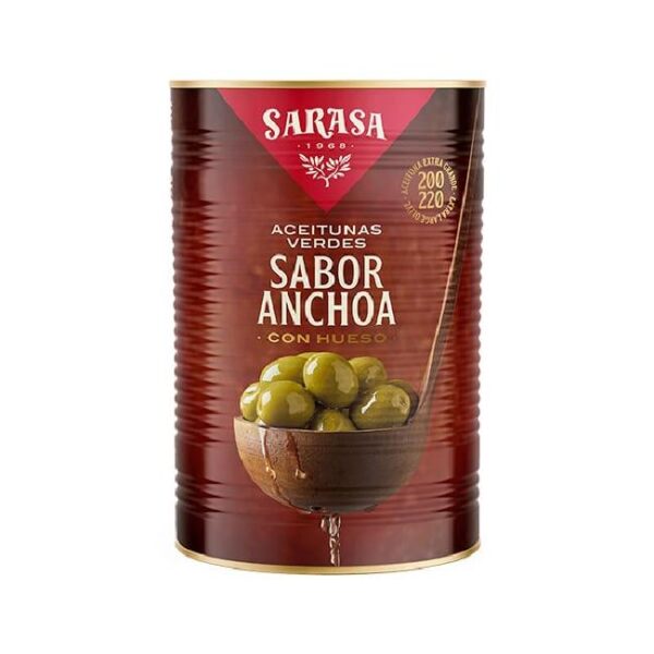 Aceitunas Verdes Sarasa Sabor Anchoa - 3ud x 4,200g